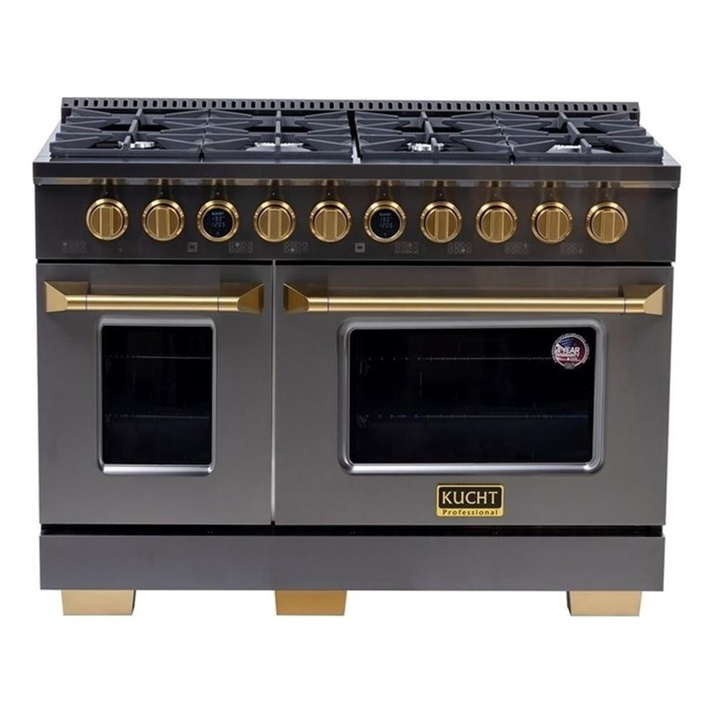 Pemberly Row 48" 8 Burners Dual Fuel Range for Propane Gas in Titanium Steel