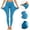 Light Blue, variant on Kukoosong Women's High Waisted Yoga Leggings with Pockets, Workout Pants for Running Gym, Tummy Control Full Length Workout Leggings