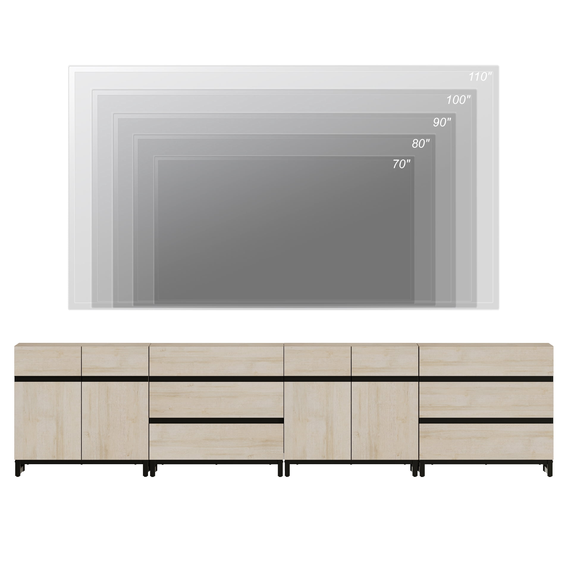 Modern TV Stand For Tvs Up To 120 Inches, 4-In-1 Entertainment Console With 6 Drawers And Adjustable Shelves, Media Cabinet For Living Room Or Bedroom,Beige