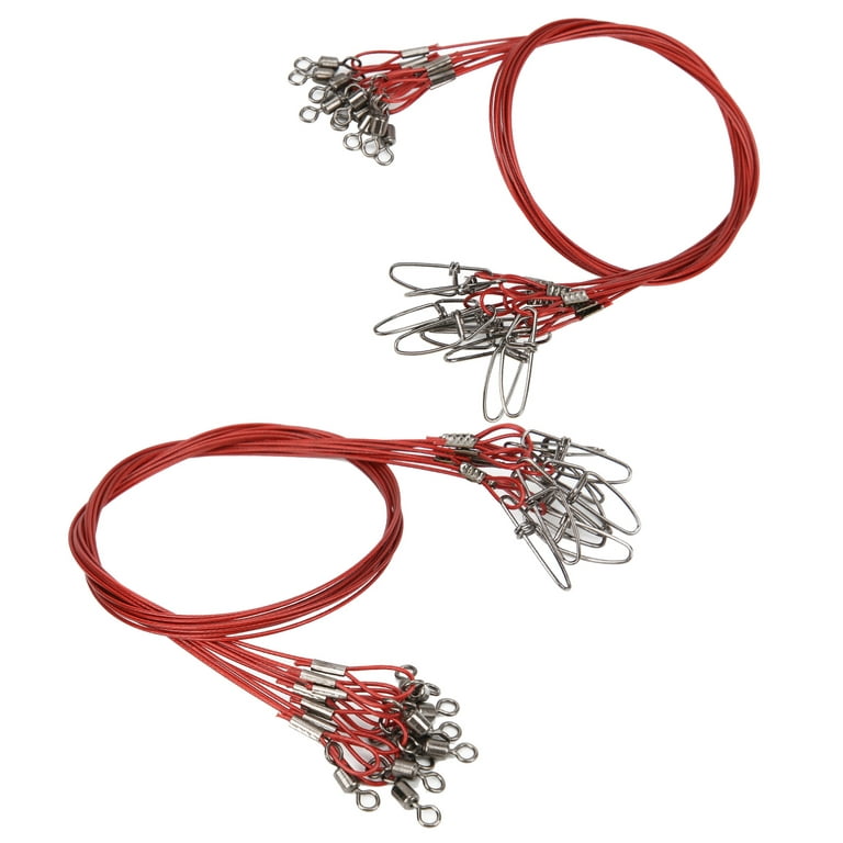 Fishing Wire Leader Line, Fishing Wire Line Leash Anti Bite Steel Fishing  Line Steel Wire Leader with Rolling Swivel[Red]