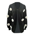 thumbnail image 6 of Caoirhny Women Fashion Wild Cardigan Flower Decor Lantern Long Sleeve Knitted Sweater Coat Autumn Winter Open Front Outerwear, 6 of 9