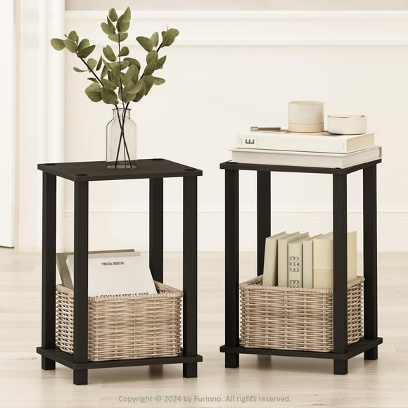 Mesita de noche Furinno Simplistic Compact Espresso/Black x2