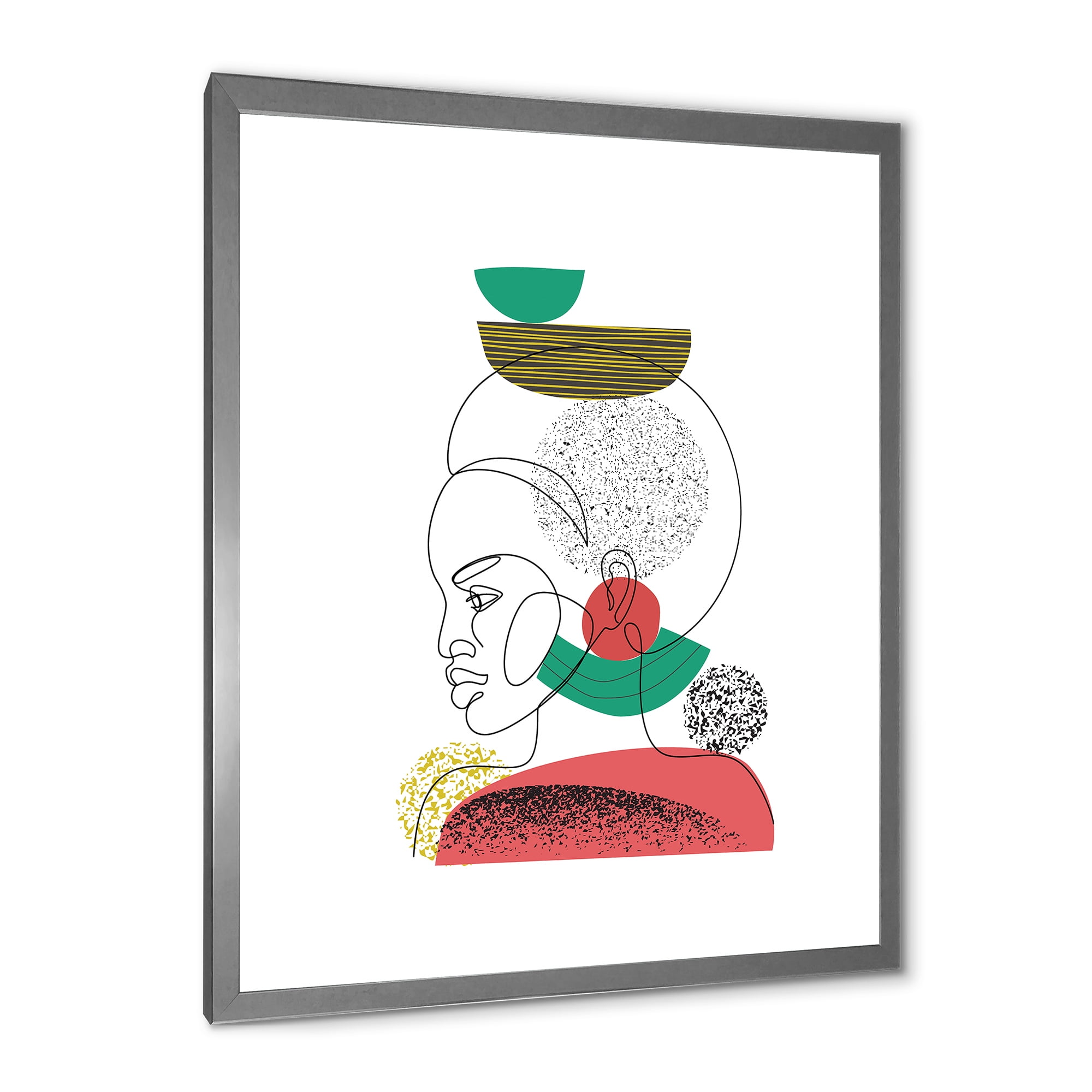 Designart 'One Line Portrait of Afro American Women VI' Modern Framed Art Print