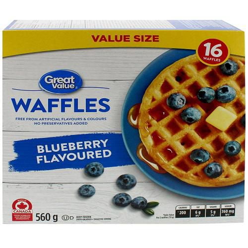 Great Value Blueberry Flavoured Waffles, 560 g