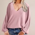 thumbnail image 2 of Samickarr Ribbed Corduroy Tops for Women Trendy Puff Long Sleeve V-Neck Textured Pullover Blouse Solid Color Casual Loose Sweatshirt, 2 of 8