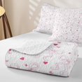 thumbnail image 4 of Manfei Pink Bow Love Heart Star White Print Quilt Full for Girls, Cute Bows Full Bedspread Sets, 4 of 7