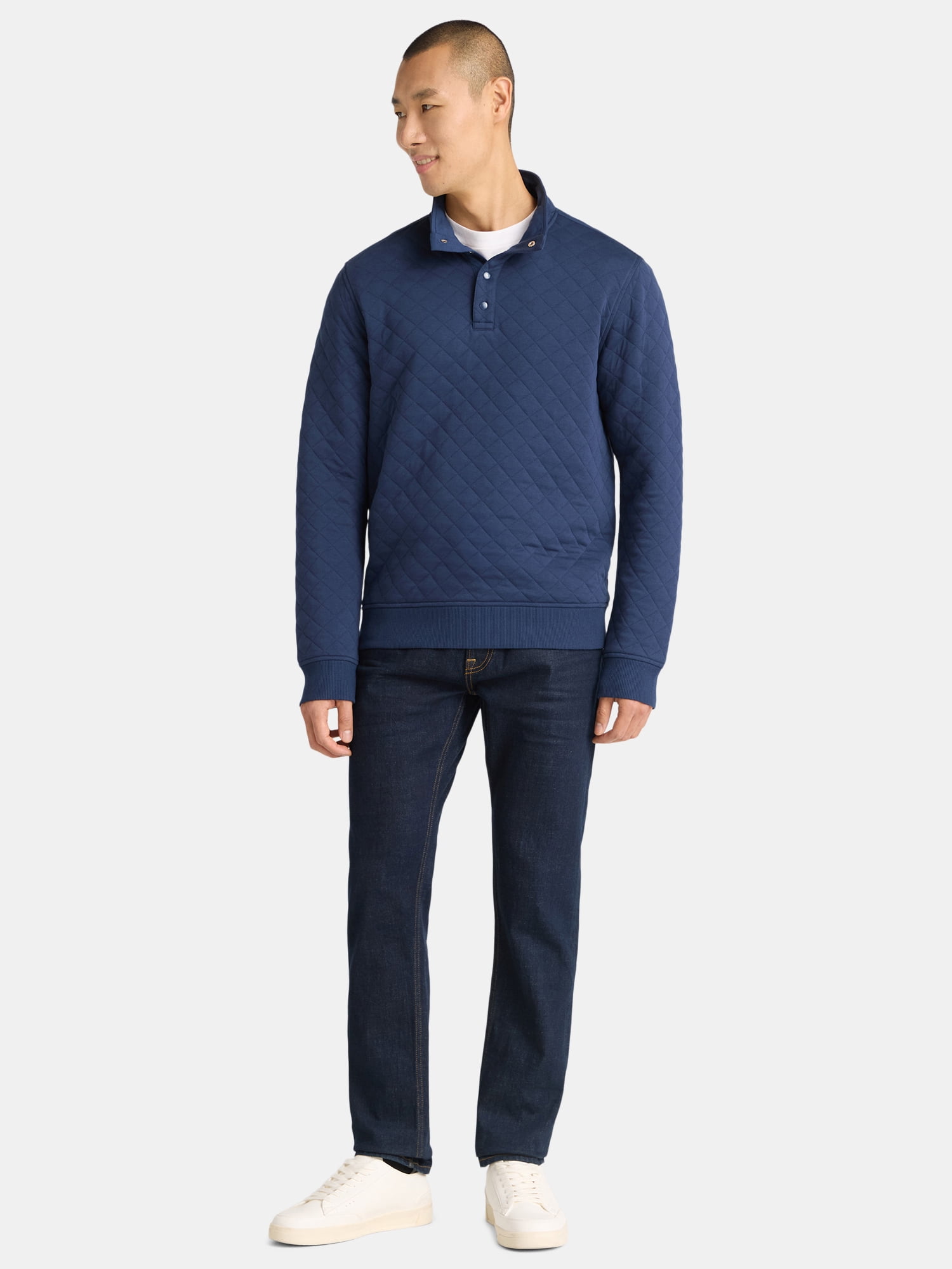 George Men's and Big Men's Quilted Snap Pullover Jacket, Sizes S-3XL
