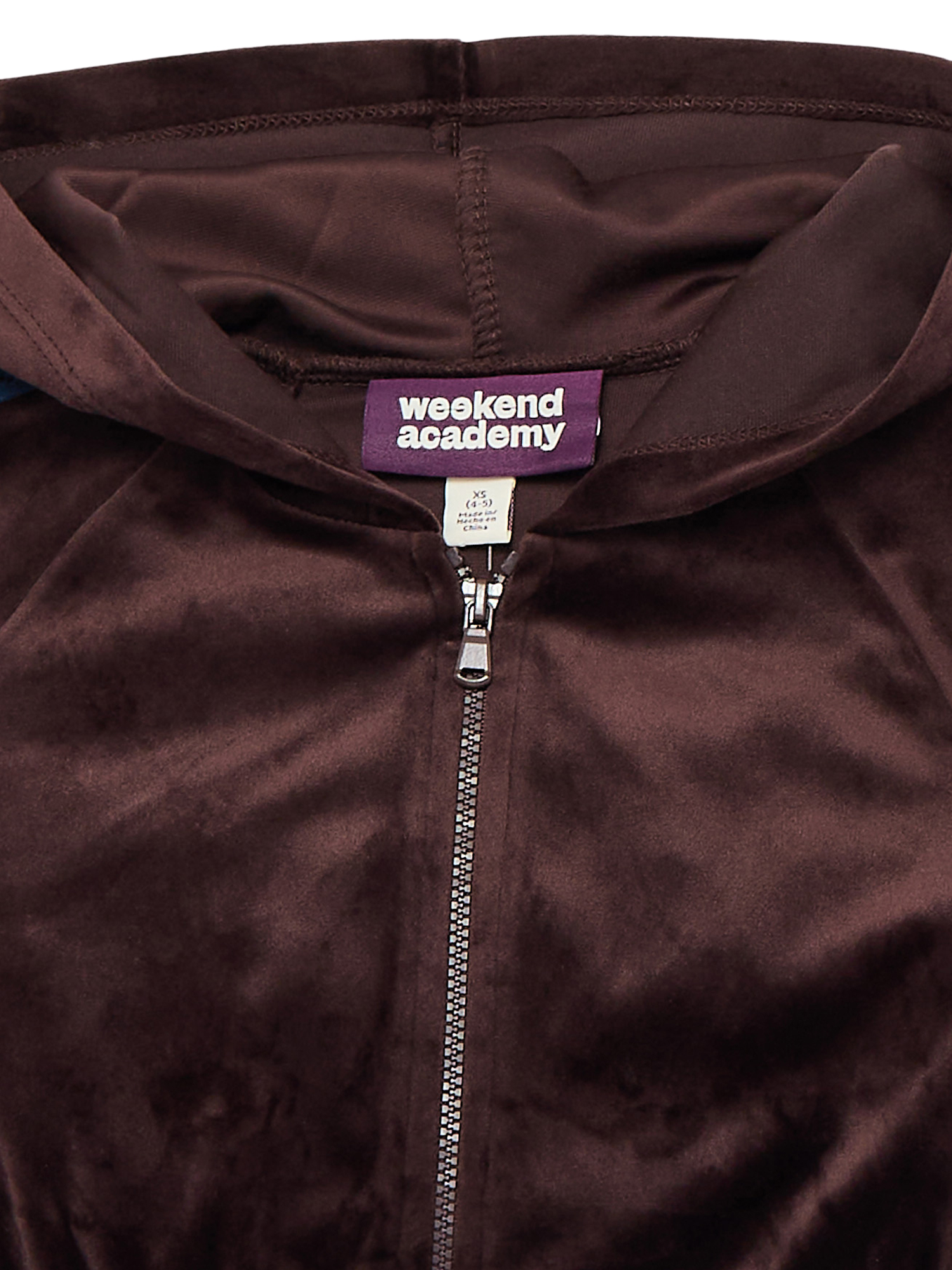 Weekend Academy Girls Velour Full Zip Hoodie, Size 4-18