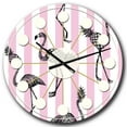 thumbnail image 1 of Designart 'Flamingo On Pink Mid-Century Modern Wall Clock, 1 of 4