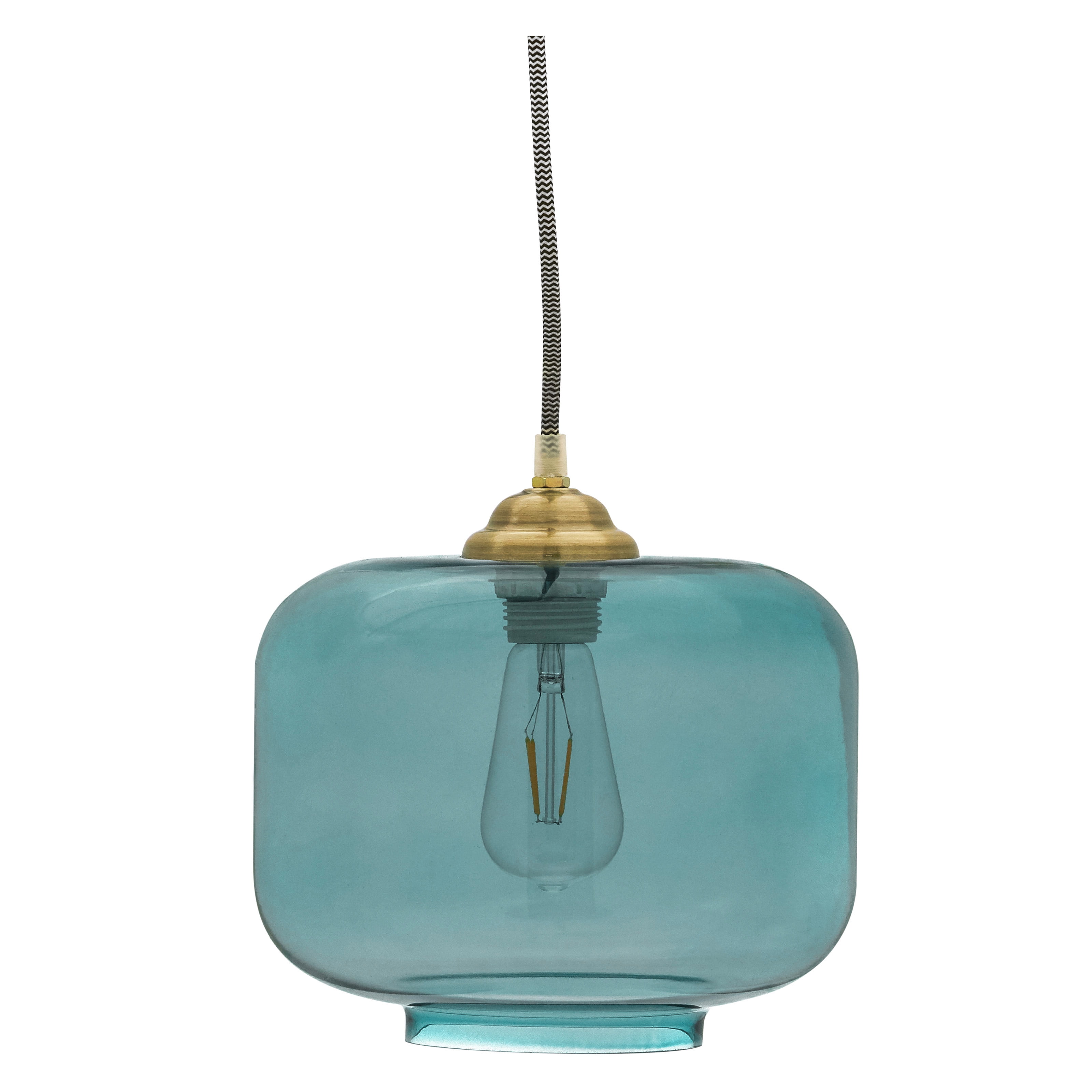 Teal Glass Pendant Light Cocoon-style Pendant Light Hardwired Light