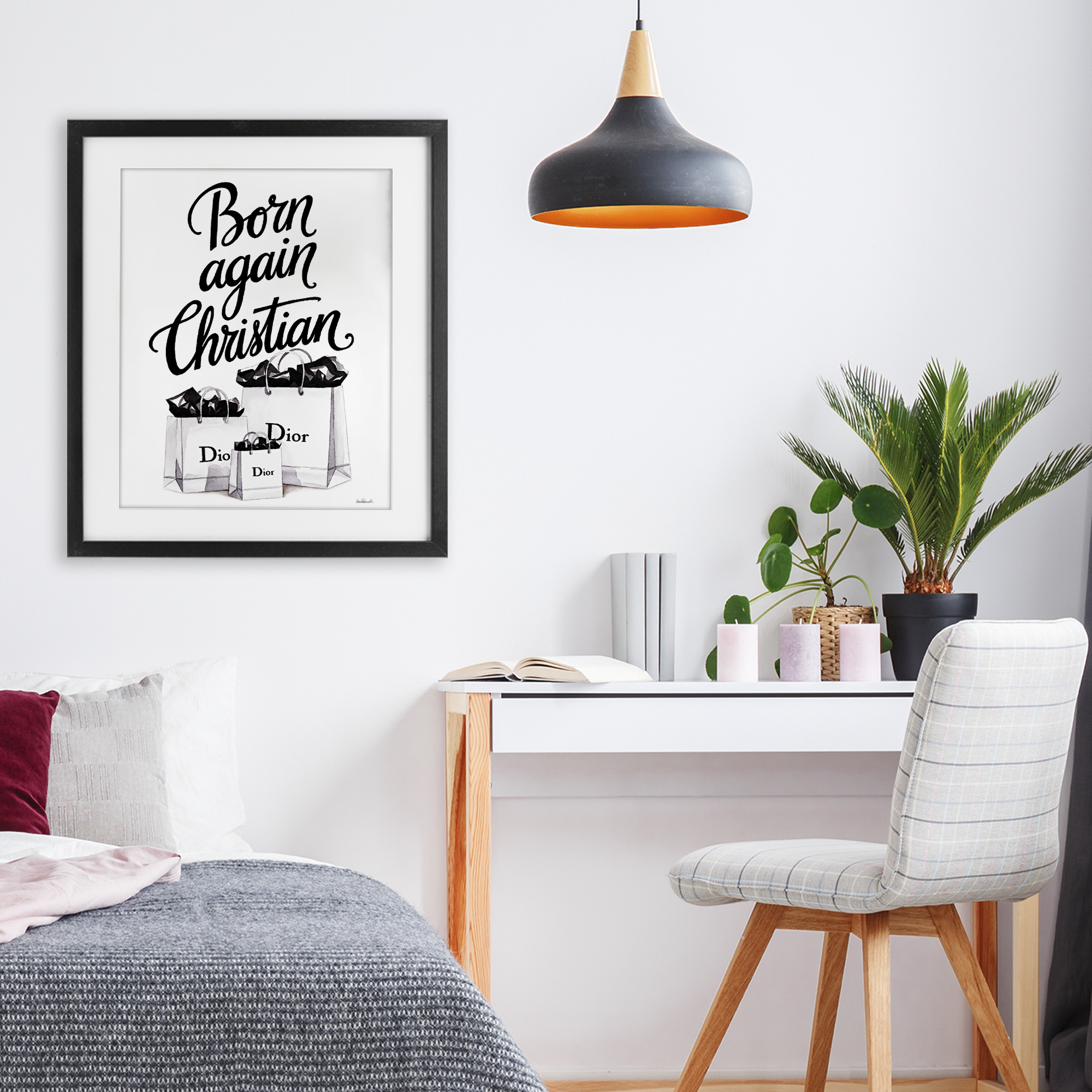 Christian & Shopping Bags Black Framed Print Under Glass, design by Amanda Greenwood