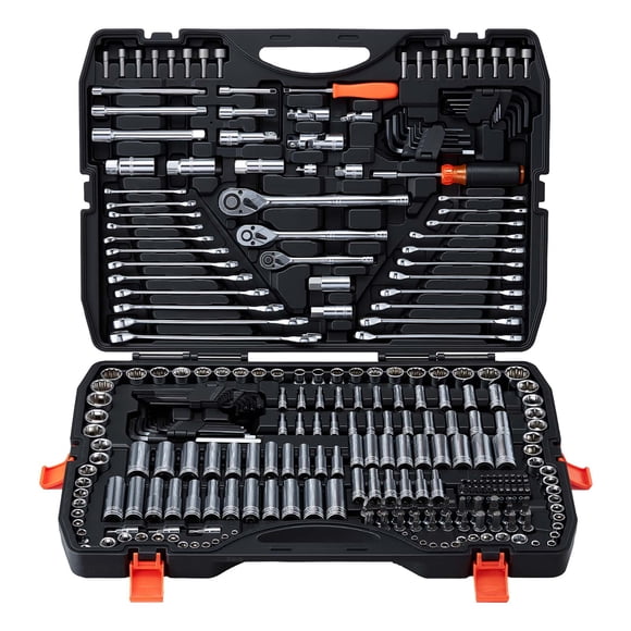 VEVOR Mechanics Tool Set, 308-Piece Mechanic Tool Kit, 1/4 in, 3/8 in, and 1/2 in Drive, SAE and Metric Socket Set, Wrenches, Screwdriver Bits, Accessories, and Storage Case