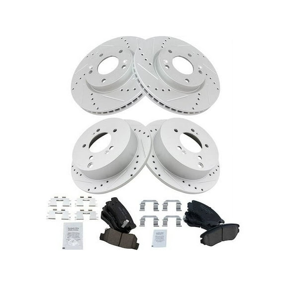 Front and Rear Brake Pad and Rotor Kit - Compatible with 2005 - 2009 Hyundai Tucson 4WD