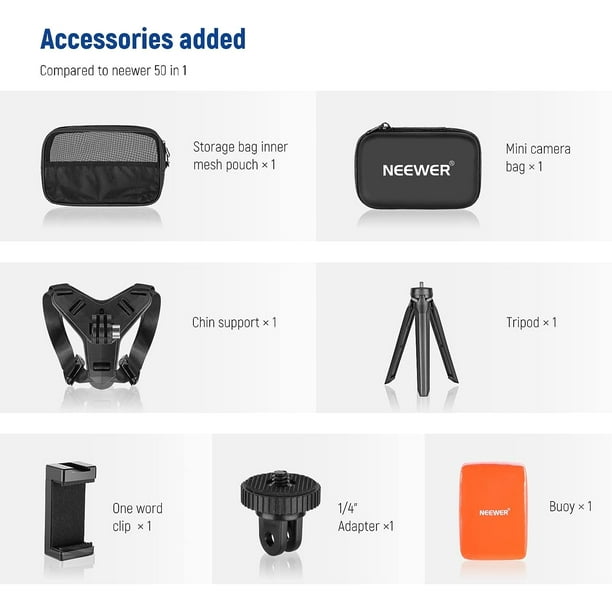 NEEWER 50 en 1 Kit d'accessoires pour Caméra d'Action Compatible