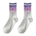 thumbnail image 2 of Opvise Winter Socks 1 Pair Mid-calf Socks Korean Heart Embroidery Kawaii Hip Hop Color Matching Anti-slip Soft No Odor Sweat Absorption Lady Four Seasons Sports Socks Purple1, 2 of 8