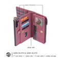 thumbnail image 4 of Samsung Galaxy Note 10 Wallet Case, Dteck Matte Leather Zipper Wallet Case 17 Card Slots Holder Flip Purse Magnetic Detachable Shockproof Phone Cover For Samsung Galaxy Note 10,Red, 4 of 7