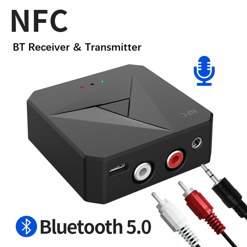 Bluetooth Voiture Récepteur Bluetooth Sans Fil 3.5mm Jack Aux Nfc Vers 2  Rca Audio Adaptateur
