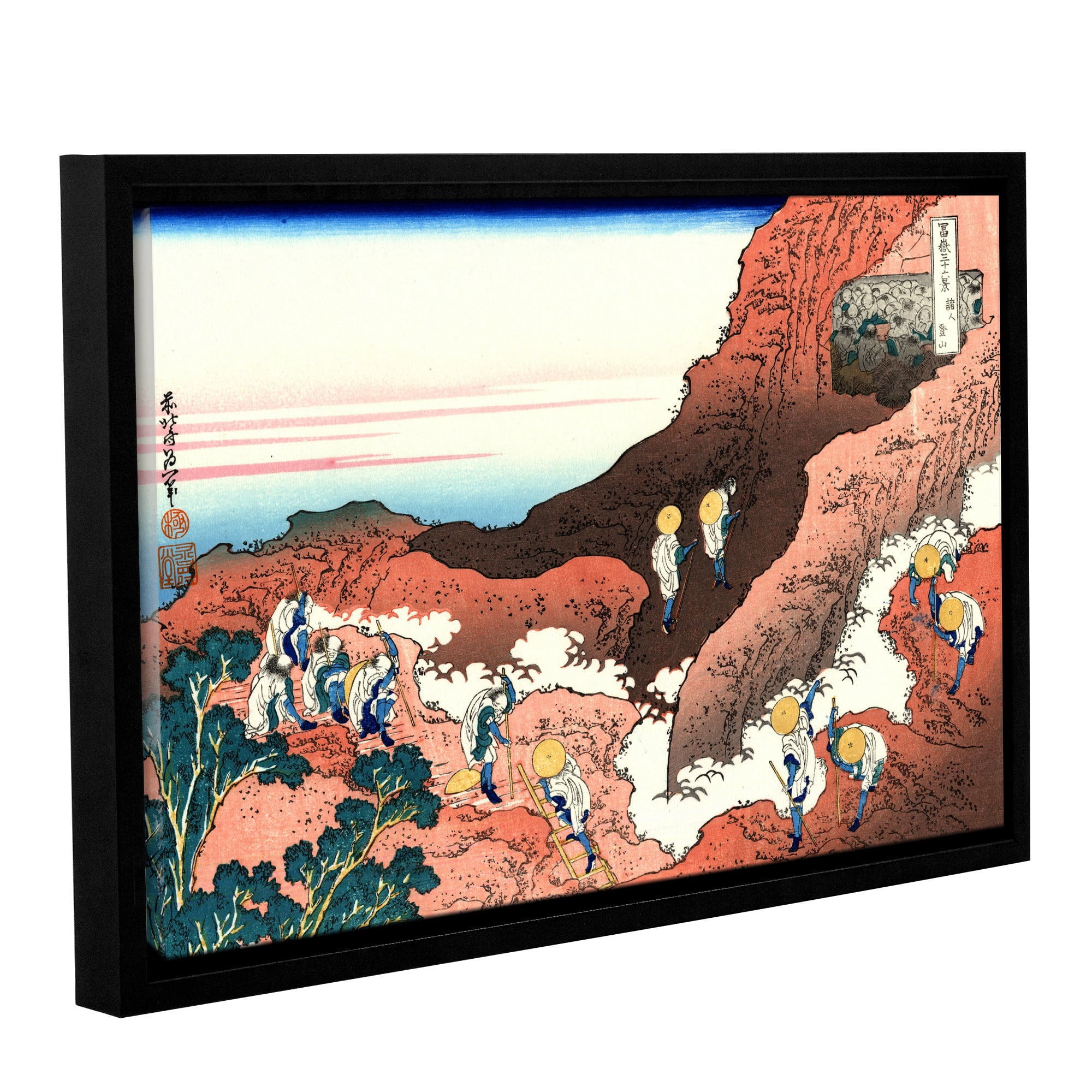 ArtWall Katsushika Hokusai "Climbing on Mount Fuji" Gallery-Wrapped Floater-Framed Canvas