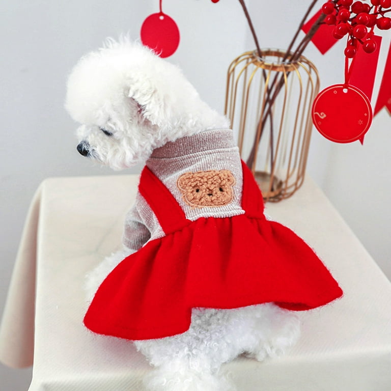 D-GROEE Small Dog Cat Little Bear Print Costume Christmas Pet