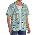 thumbnail image 2 of Qekee Dogs Pattern Men's Casual Short-sleeved Shirt, Button-up Collared Shirt with Pocket for Beach Vacation Yacht Travel-3X-Large, 2 of 5
