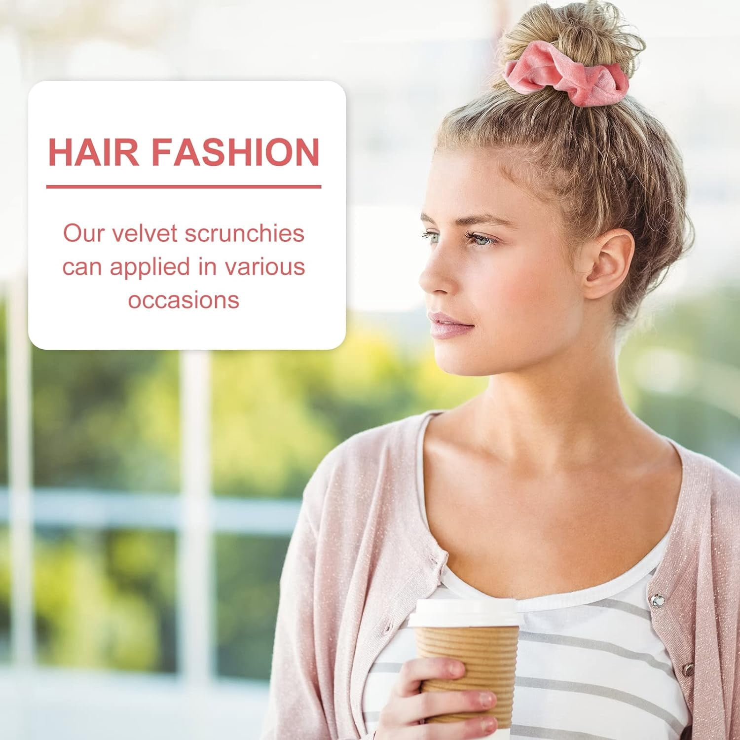 12 Pieces Hair Scrunchies Velvet Elastics Scrunchy Bobbles Soft Hair Bands Hair Ties for Women Teenage Girls (Dusty Pink)