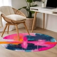 thumbnail image 4 of Round Rugs 3.3Ft, Pink Teal Black Round Area Rug Washable Indoor Throw Carpet, Modern Oil Painting Contemporary Soft Non Slip Circle Rug for Laundry Room Patio Home Decor Aesthetic, 4 of 8