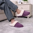 thumbnail image 6 of Smile Popcorn Fuzzy Slippers for Women with Memory Foam Cozy Chenille Knit Fleece Lined House Shoes, Purple, 6 of 7