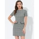 thumbnail image 4 of INSPIRE CHIC Vestido de tubo de oficina de negocios con patrón de manga corta y cuello redondo de pata de gallo vintage para mujer Negro XL, 4 of 4