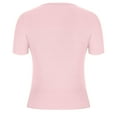 thumbnail image 4 of JGGSPWM Women's Summer Ribbed Knit Short Sleeve Henley Button Up Casual Blouse Slim Fit Basic Tops Pink XL, 4 of 6