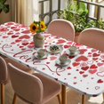 thumbnail image 3 of Red Valentine's Day Table Cloths for 8 Foot Rectangle Tables, Love Heart Modern Art Watercolor Patio Waterproof Elastic Fitted Tablecloths, Washable Rectangular Table Cover for Camping, 3 of 8