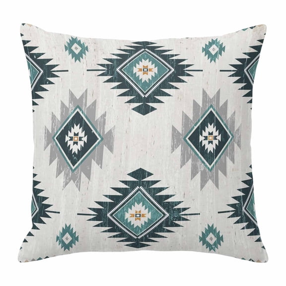 Throw Pillow Covers, Turquoise Aztec 24x24 Pillow Covers for Couch/Sofa/Bed, Bohemian Southwest Neutral Aesthetic Decorative Square Linen Cushion Pillowcase for Home Decor