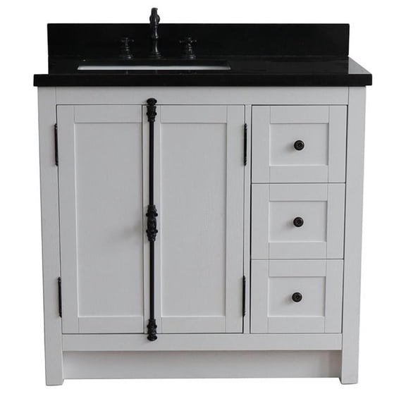 Plantation Solid Wood Vanity with Left Rectangle Sink in Ash/Black