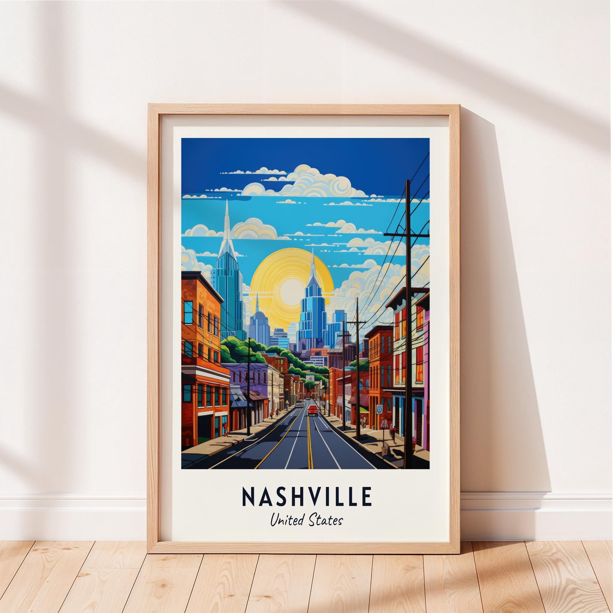 Nashville Travel United States Cityscape Poster , Poster Print Only