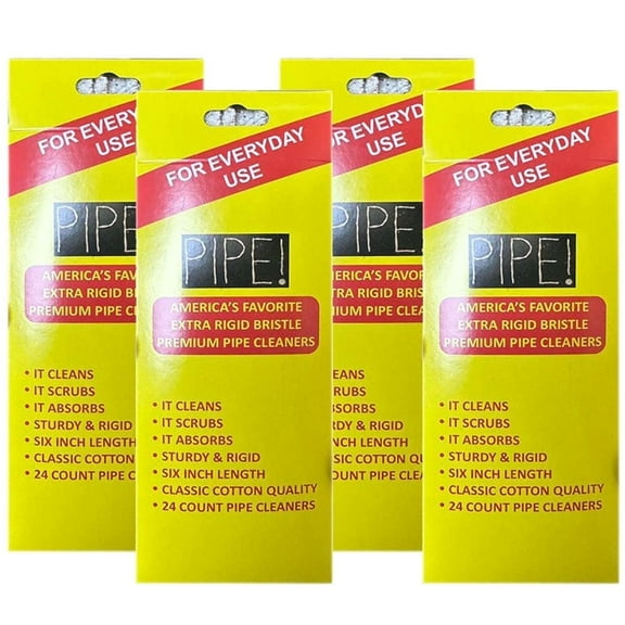 PIPE! Extra Rigid Bristle Pipe Cleaners - 4 Pack Bulk (96 Count Total)