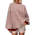 thumbnail image 2 of BVOFAR Oversized Striped Sweatshirts Women Long Sleeve Cute Crewneck Sweatshirt Trendy Color Block Pullover Tops Casual Loose Workout Shirt Red XXL, 2 of 5