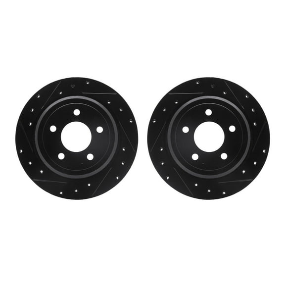 Dynamic Friction Company Rear Brake Rotors-Drilled and Slotted-Black 8002-56016