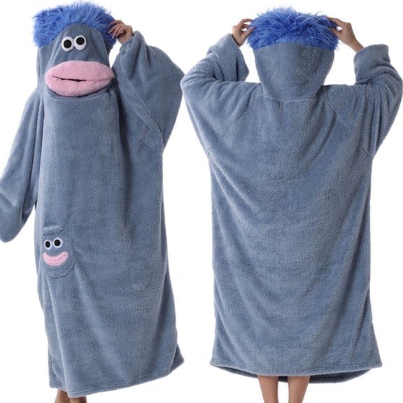 ZHANGDER Wearable Blanket Hoodie, Oversized Big Mouth Monster, Super Soft Plush Blanket, Hooded Loungewear, 9 Colors One Size