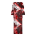 thumbnail image 4 of 2 Piece Outfits For Women Halloween Print Round Neck Long Sleeve Two-piece Comfortable Home Pajamas Set Sports Set Up to 65% off, 4 of 5
