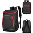 thumbnail image 1 of Mochila enfriadora con aislamiento Oxford Mochila de almacenamiento para ahorrar espacio al aire libre (negro rojo), 1 of 3