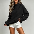 thumbnail image 5 of Women Mock Neck Raglan Sweatshirt Sevevn Long Sleeve Side Pocket Solid Oversized Casual Pullover Tops, 5 of 9