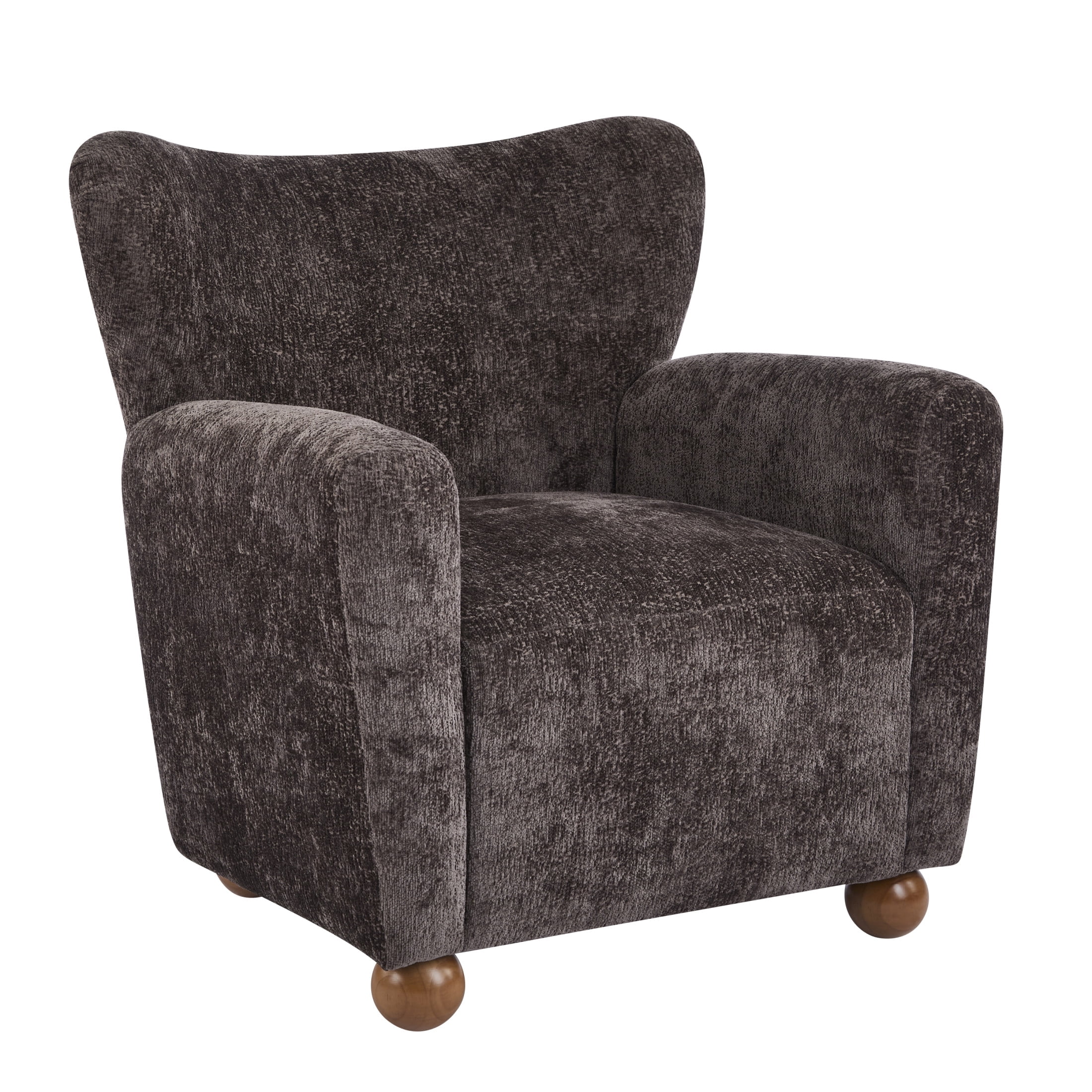Christopher Knight Home Wingback Chair, Chenille Upholstered Accent Chair with Solid Wood Legs, Dark Brown
