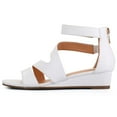 thumbnail image 4 of Pennysue Women's White Pu Open Toe Shoes Ankle Strap Low Wedge Sandals 9.5M, 4 of 6