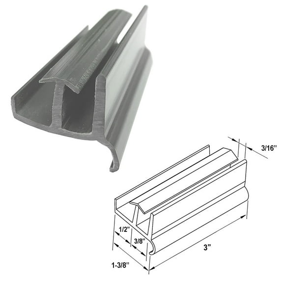 Gordon Glass® Gray Sliding Shower Door Bottom Guide 1-3/8" Wide x 3" Long