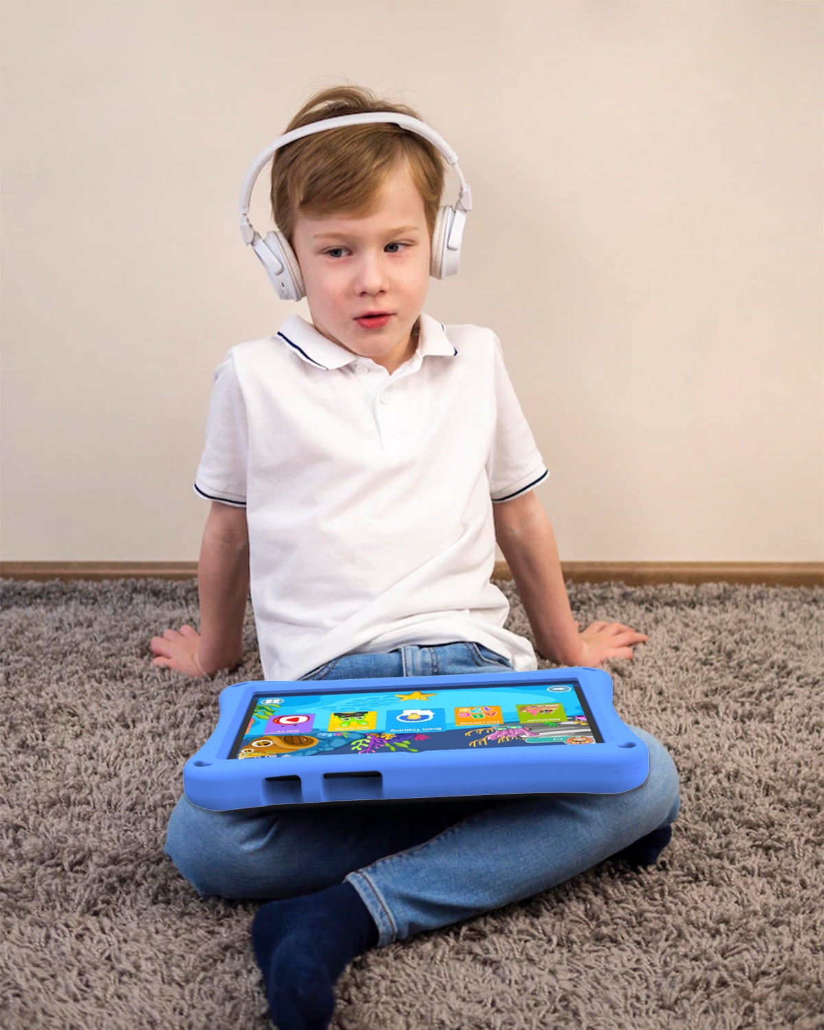 Kids Tablet 10 inch, Android 12 Tablets for Kids 32GB ROM 512GB Expand, Parental Control Toddler Tablet, GMS Certified, Kids Software Pre-Installed, WiFi, Dual Camera,with Shockproof Case