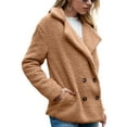 thumbnail image 4 of Defitshape Women's Soft Fluffy Blazer Jackets & Coats Lapel Collar Warm Thick Fuzzy Teddy Fleece Casual Double Breasted Jackets & Coats Umber 16, 4 of 4