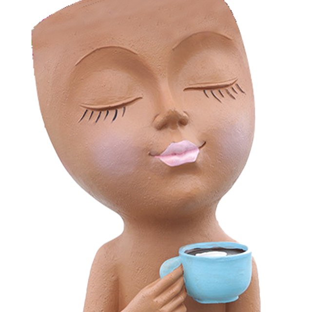 Resina Café Chica Estatua Maceta Adornos Arreglo Floral Florero (Marrón) Ndcxsfigh Libre de BPA