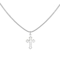 thumbnail image 4 of Small and Dainty Sterling Silver Cross Charm Stainless Steel Snake Chain Necklace, 16 Inch, 4 of 5