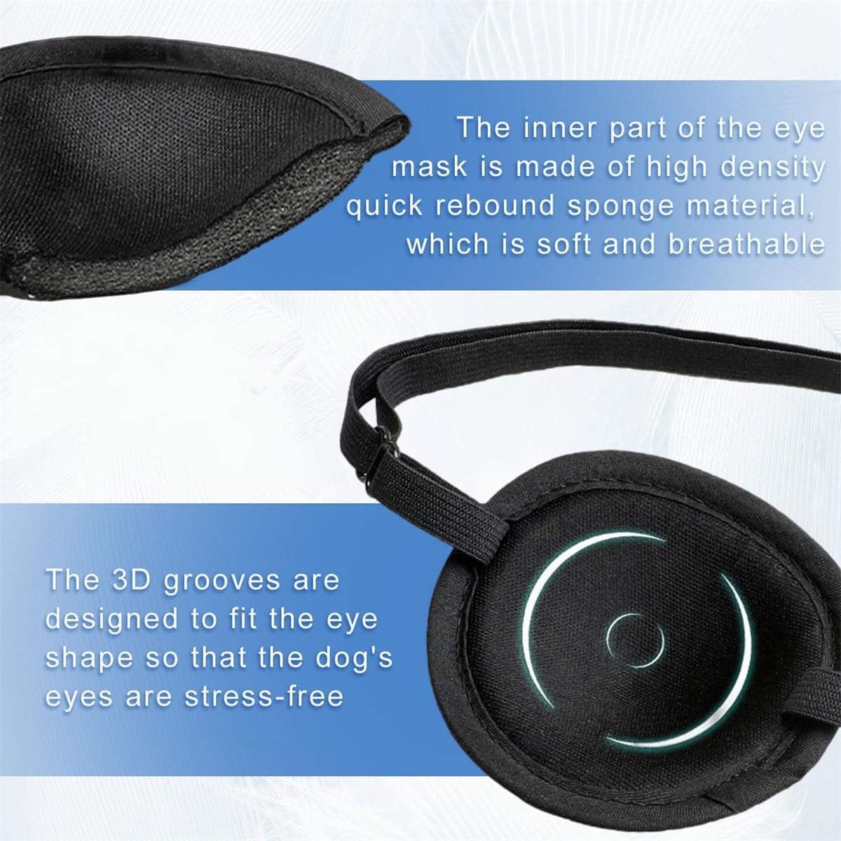 Dog Eye Patch, Premium Dog Single Eyepatch, GIXUSIL Adjustable Soft Cats Eyepatch, Eye Covering for for Small Medium Large Dogs Cats Eye Injuries After Surgery Wounds (Black)