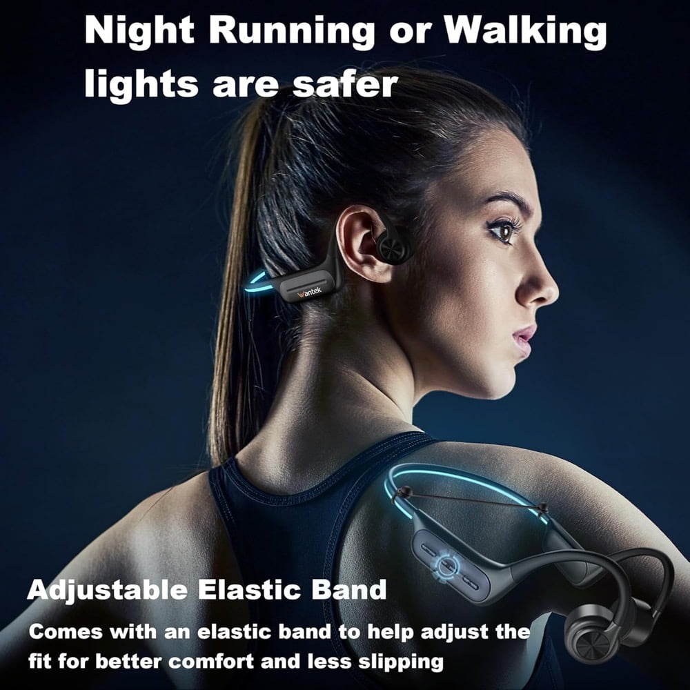 Wantek Bone Conduction Headphones, Swim Open Ear Wireless Bluetooth Headsets with IP68 and Bluetooth 5.3