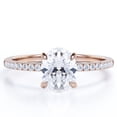 thumbnail image 1 of JeenMata Anillo de Compromiso de Corte Ovalado de 1,5 Quilates con Engaste de Garras en Baño de Oro Rosa de 18 K sobre Plata, 1 of 5